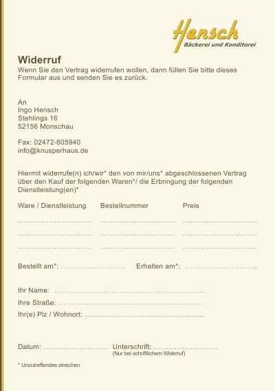Widerrufsformular